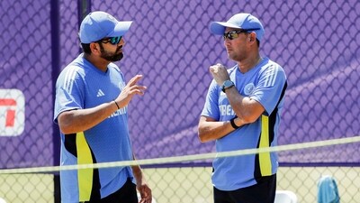 India's skipper Rohit Sharma with BCCI Chief Selector Ajit Agarkar during a practice session ahead of ICC T20 World Cup opener against Ireland, in New York (Surjeet Yadav) India's skipper Rohit Sharma with BCCI Chief Selector Ajit Agarkar during a practice session ahead of ICC T20 World Cup opener against Ireland, in New York (Surjeet Yadav)