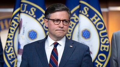 Speaker of the House Mike Johnson, R-La., and other Republican leaders meet with reporters at the Capitol in Washington, Tuesday, June 4, 2024. (AP Photo/J. Scott Applewhite) (AP)