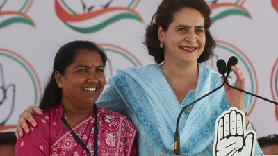 Geniben Thakor with Congress leader Priyanka Gandhi Vadra. (PTI) Geniben Thakor with Congress leader Priyanka Gandhi Vadra. (PTI)