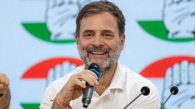Rahul Gandhi portfolio: Rahul Gandhi during a news conference at the Indian National Congress headquarters during election results night in New Delhi. (Bloomberg)