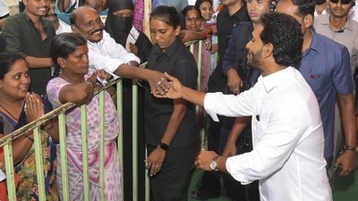 Former Andhra Pradesh chief minister YS Jagan Mohan Reddy in Pulivendu, Andhra Pradesh, on May 13. (PTI) Former Andhra Pradesh chief minister YS Jagan Mohan Reddy in Pulivendu, Andhra Pradesh, on May 13. (PTI)