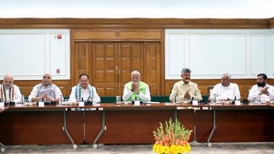 Prime Minister Narendra Modi with National Democratic Alliance (NDA) allies at a meeting in New Delhi on Wednesday. (ANI) Prime Minister Narendra Modi with National Democratic Alliance (NDA) allies at a meeting in New Delhi on Wednesday. (ANI)