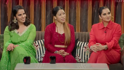Saina Nehwal, Mary Kom and Sania Mirza will be part of the Great Indian Kapil Show this Saturday. Saina Nehwal, Mary Kom and Sania Mirza will be part of the Great Indian Kapil Show this Saturday.