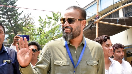 Former cricketer and TMC candidate from Berhampore constituency Yusuf Pathan.