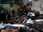 Palestinians check the bodies of their relatives killed in an Israeli bombardment of UNRWA school at Nusseirat refugee camp, in front of the morgue of al-Aqsa Martyrs hospital in Deir al-Balah, central Gaza Strip, early Thursday, June 6, 2024. Palestinians check the bodies of their relatives killed in an Israeli bombardment of UNRWA school at Nusseirat refugee camp, in front of the morgue of al-Aqsa Martyrs hospital in Deir al-Balah, central Gaza Strip, early Thursday, June 6, 2024.