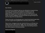 The woman received this email from HR. The woman received this email from HR.