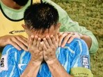 Sunil Chhetri breaks down after his last match for India in the FIFA WC qualifier against Kuwait