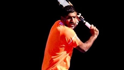 Rohan Bopanna in action Rohan Bopanna in action