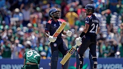 In the Super Over, USA reached 18/1. (PTI) In the Super Over, USA reached 18/1. (PTI)