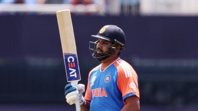 Rohit Sharma of India celebrates his half-century against Ireland (Getty Images via AFP) Rohit Sharma of India celebrates his half-century against Ireland (Getty Images via AFP)