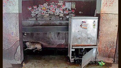 The dysfunctional water cooler at Ludhiana bus stand. (Manish/HT) The dysfunctional water cooler at Ludhiana bus stand. (Manish/HT)