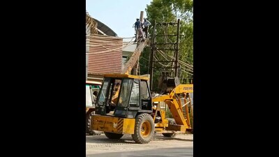 The powercom claimed to suffer damages to the tune of ₹1.8 crore due to the storm. (HT Photo) The powercom claimed to suffer damages to the tune of ₹1.8 crore due to the storm. (HT Photo)
