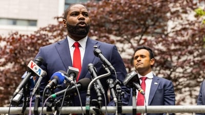 US Representative Byron Donalds, Republican of Florida, speaks outside the Manhattan Criminal Court as former President Donald Trump attends his trial. (Photo by Alex Kent / AFP) (AFP) US Representative Byron Donalds, Republican of Florida, speaks outside the Manhattan Criminal Court as former President Donald Trump attends his trial. (Photo by Alex Kent / AFP) (AFP)