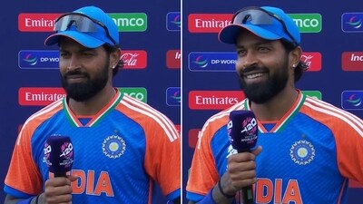 Hardik Pandya's expressions shows he wasn't expecting a Mumbai reference in New York (Screengrab) Hardik Pandya's expressions shows he wasn't expecting a Mumbai reference in New York (Screengrab)
