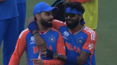 Virat Kohli and Hardik Pandya (R) during the match (Screengrab) Virat Kohli and Hardik Pandya (R) during the match (Screengrab)