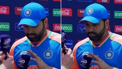 Nothing surprises Rohit Sharma anymore, even a broken mic (Screengrab) Nothing surprises Rohit Sharma anymore, even a broken mic (Screengrab)