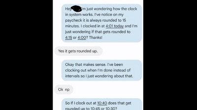 Snapshot of the conversation with their boss. (Reddit. ) Snapshot of the conversation with their boss. (Reddit. )