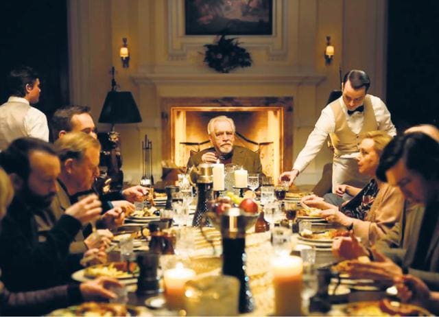 Dinner parties turn awkward when the guests get intrusive, like the ones in Succession (2018 - 2023). Dinner parties turn awkward when the guests get intrusive, like the ones in Succession (2018 - 2023).