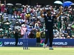 USA's Saurabh Netravalkar (R) celebrates after the dismissal of Pakistan's Iftikhar Ahmed USA's Saurabh Netravalkar (R) celebrates after the dismissal of Pakistan's Iftikhar Ahmed