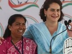 Geniben Thakor with Congress leader Priyanka Gandhi Vadra. (PTI) Geniben Thakor with Congress leader Priyanka Gandhi Vadra. (PTI)