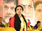 TDP leader Chandrababu Naidu's wife Nara Bhuvaneshwari is seen. TDP leader Chandrababu Naidu's wife Nara Bhuvaneshwari is seen.