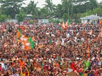 **EDS: SCREENSHOT VIA narendramodi.in** Mathurapur: BJP supporters during Prime Minister Narendra Modi's campaign rally for Lok Sabha polls, in Mathurapur, West Bengal, Wednesday, May 29, 2024. (PTI Photo) (PTI05_29_2024_000068B)