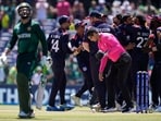 Players of United States celebrate after their win against Pakistan.