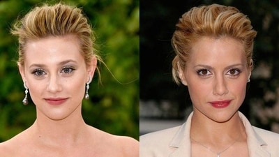 Lili Reinhart, famed for her portrayal of Betty in Netflix’s Riverdale, is often likened to the late Brittany Murphy, known for her role in Clueless. They share expressive eyes, petite noses, full lips, and defined cheekbones, enhancing their captivating on-screen charm. Lili Reinhart, famed for her portrayal of Betty in Netflix’s Riverdale, is often likened to the late Brittany Murphy, known for her role in Clueless. They share expressive eyes, petite noses, full lips, and defined cheekbones, enhancing their captivating on-screen charm. 