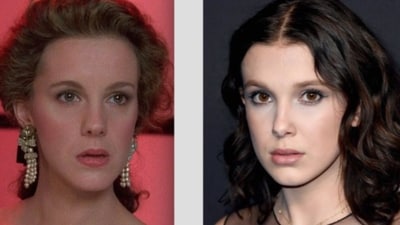 Elizabeth Perkins, an American actress renowned for her role in About Last Night sits beside British actress Millie Bobby Brown, globally celebrated for portraying Eleven in Stranger Things. Fans have often pointed out the striking similarities between them. Both actresses share captivating, almond-shaped eyes, defined eyebrows, and softly rounded cheeks, highlighting their uncanny resemblance. Elizabeth Perkins, an American actress renowned for her role in About Last Night sits beside British actress Millie Bobby Brown, globally celebrated for portraying Eleven in Stranger Things. Fans have often pointed out the striking similarities between them. Both actresses share captivating, almond-shaped eyes, defined eyebrows, and softly rounded cheeks, highlighting their uncanny resemblance.