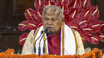 HAM-S chief Jitan Ram Manjhi speaks during the NDA parliamentary party meeting in New Delhi on Friday. The former Bihar CM, currently an MLA, has been elected as the Lok Sabha MP from Gaya. (PTI) HAM-S chief Jitan Ram Manjhi speaks during the NDA parliamentary party meeting in New Delhi on Friday. The former Bihar CM, currently an MLA, has been elected as the Lok Sabha MP from Gaya. (PTI)