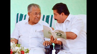 Kerala chief minister Pinarayi Vijayan and state Minister for Water Resources Roshy Augustine during the release of LDF government’s progress report of its achievements in 2023-24, in Thiruvananthapuram, on Friday (PTI) Kerala chief minister Pinarayi Vijayan and state Minister for Water Resources Roshy Augustine during the release of LDF government’s progress report of its achievements in 2023-24, in Thiruvananthapuram, on Friday (PTI)