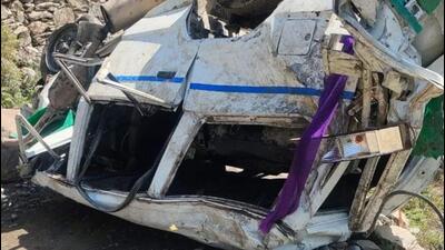 Mangled remains of the Tata Sumo car that veered off the road in Bharmour subdivision of Chamba district. (HT Photo)