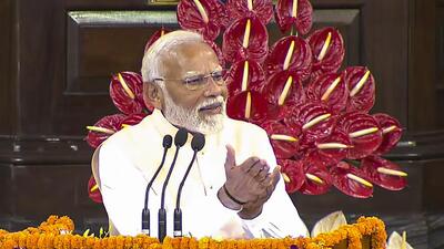 Narendra Modi speaking at the NDA Parliamentary Party meeting. (PTI) Narendra Modi speaking at the NDA Parliamentary Party meeting. (PTI)