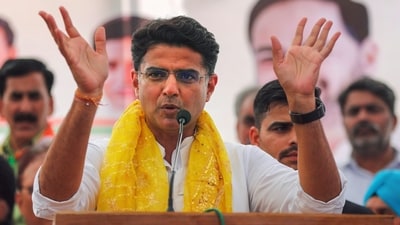 Congress leader Sachin Pilot said that BJP's campaign of 'Mandir Masjid' was rejected. (PTI) Congress leader Sachin Pilot said that BJP's campaign of 'Mandir Masjid' was rejected. (PTI)