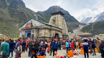 Devotees throng the Kedarnath Temple during the 'Char Dham Yatra' in Rudraprayag district. (PTI) Devotees throng the Kedarnath Temple during the 'Char Dham Yatra' in Rudraprayag district. (PTI)
