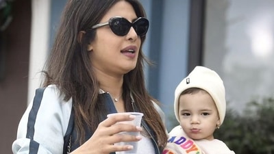 Priyanka Chopra was spotted in LA with daughter Malti Marie. The actor carried Malti on her arms, while she made a cute expression. Priyanka Chopra was spotted in LA with daughter Malti Marie. The actor carried Malti on her arms, while she made a cute expression.