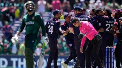 Players of United States celebrate after their win against Pakistan. (AP) Players of United States celebrate after their win against Pakistan. (AP)