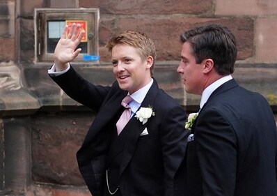 Hugh Grosvenor, the Duke of Westminster, left, arrives at Chester Cathedral for his wedding to Olivia Henson in Chester, England, Friday June 7, 2024. (AP) Hugh Grosvenor, the Duke of Westminster, left, arrives at Chester Cathedral for his wedding to Olivia Henson in Chester, England, Friday June 7, 2024. (AP)