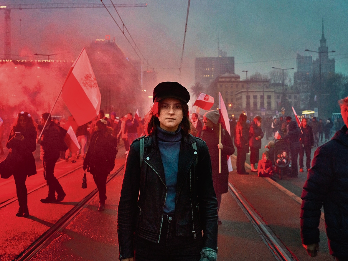Yulia in Warsaw during Poland’s Independence Day march last year. She remembers how some people on the march chanted 'Poland for Poles.' (Courtesy Polly Braden) Yulia in Warsaw during Poland’s Independence Day march last year. She remembers how some people on the march chanted 'Poland for Poles.' (Courtesy Polly Braden)