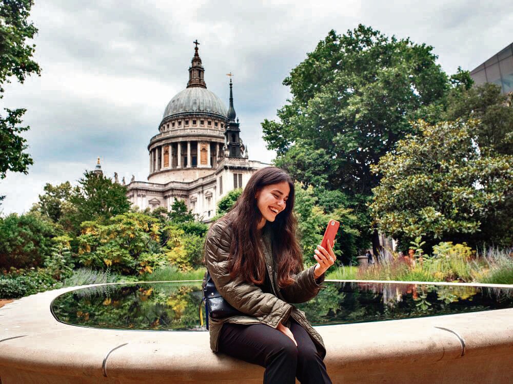 Lena calling her mother Tatiana soon after getting a job with a law firm in London, 2022. (Courtesy Polly Braden) Lena calling her mother Tatiana soon after getting a job with a law firm in London, 2022. (Courtesy Polly Braden)
