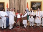 An NDA delegation called on President Droupadi Murmu on Friday. An NDA delegation called on President Droupadi Murmu on Friday.