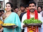 Telugu Desam Party (TDP) national general secretary Nara Lokesh with his wife Nara Brahmani. Telugu Desam Party (TDP) national general secretary Nara Lokesh with his wife Nara Brahmani.