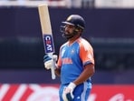 Rohit Sharma of India celebrates his half century during the ICC Men's T20 Cricket World Cup West Indies & USA 2024 match between India and Ireland at Nassau County International Cricket Stadium on June 05 Rohit Sharma of India celebrates his half century during the ICC Men's T20 Cricket World Cup West Indies & USA 2024 match between India and Ireland at Nassau County International Cricket Stadium on June 05