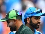 India's captain Rohit Sharma (R) and his Pakistan counterpart Babar Azam. India's captain Rohit Sharma (R) and his Pakistan counterpart Babar Azam.