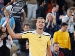 Germany's Alexander Zverev celebrates winning his semifinal match of the French Open tennis tournament against Norway's Casper Ruud at the Roland Garros stadium in Paris, Friday, June 7, 2024. (AP Photo/Jean-Francois Badias) Germany's Alexander Zverev celebrates winning his semifinal match of the French Open tennis tournament against Norway's Casper Ruud at the Roland Garros stadium in Paris, Friday, June 7, 2024. (AP Photo/Jean-Francois Badias)