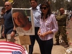 Nikki Haley, former governor of South Carolina, and Israeli parliament member Dani Danon visit the site of the Oct. 7 Hamas attack on the Supernova music festival near Kibbutz Re'im, Israel, on Monday, May 27, 2024. 