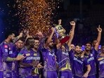Chennai: Kolkata Knight Riders players celebrate with the Indian Premier League (IPL) 2024 trophy after winning the final match against Sunrisers Hyderabad at MA Chidambaram Stadium Chennai: Kolkata Knight Riders players celebrate with the Indian Premier League (IPL) 2024 trophy after winning the final match against Sunrisers Hyderabad at MA Chidambaram Stadium