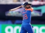 Virat Kohli of India plays a shot during the ICC Men's T20 Cricket World Cup West Indies & USA 2024 match between India and Ireland at Nassau County International Cricket Stadium