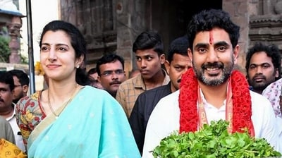 Telugu Desam Party (TDP) national general secretary Nara Lokesh with his wife Nara Brahmani. (ANI file photo)