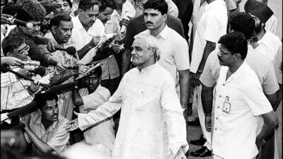 Atal Bihari Vajpayee after submitting his resignation as the Prime Minister to the President. (HT Archive) Atal Bihari Vajpayee after submitting his resignation as the Prime Minister to the President. (HT Archive)